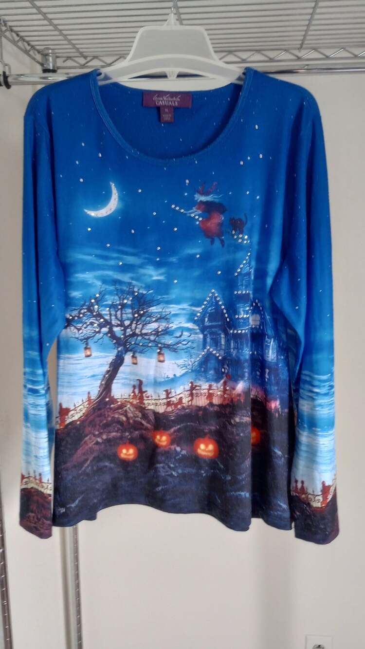 Gloria Vanderbilt Halloween Pumpkin Shirt XL